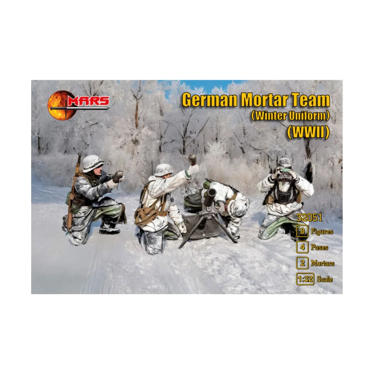 WWII German Mortar Team (winter uniform), 1/32 - Mars Figures MS32051 WWII German Mortar Team (winter uniform), 1/32 - Mars Figures MS32051