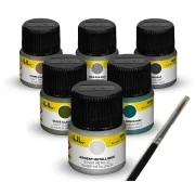 Acrylic Colour Set ”Military” 6 x 12 ml + Brush - Heller 9400