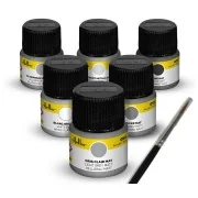 Acrylic Colour Set ”Civil Aircraft” 6 x 12 ml + Brush - Heller 9401