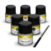 Acrylic Colour Set ”Military” Aircraft 6 x 12 ml + Brush - Heller 9402