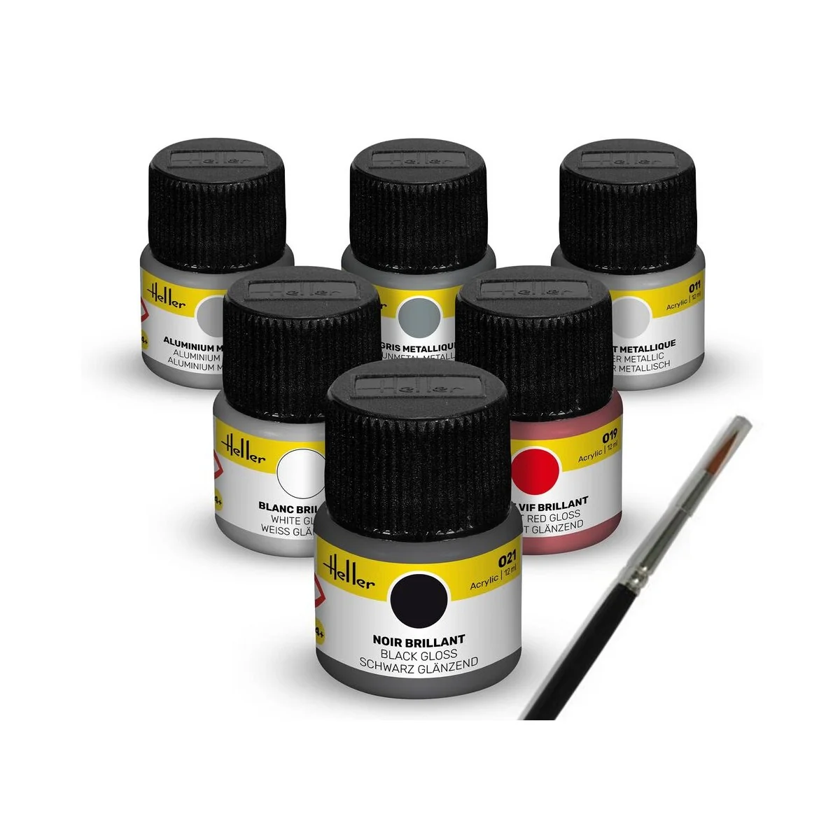 Acrylic Colour Set ”Sports Car” 6 x 12 ml + Brush - Heller 9403