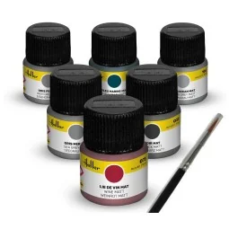 Acrylic Colour Set ”Navy” 6 x 12 ml + Brush - Heller 9405