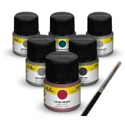 Acrylic Colour Set ”Navy” 6 x 12 ml + Brush - Heller 9405