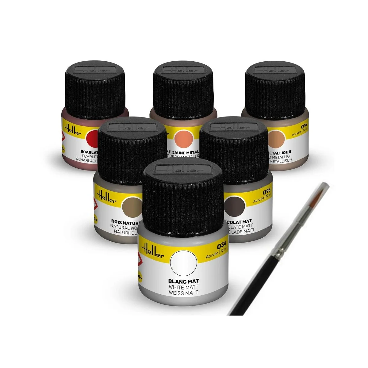 Acrylic Colour Set ”Sailing Ships” 6 x 12 ml + Brush - Heller 9406