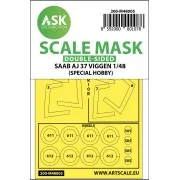 SAAB AJ 37 Viggen double-sided painting mask for Special Hobby, 1/4... SAAB AJ 37 Viggen double-sided painting mask for Special Hobby, 1/4...