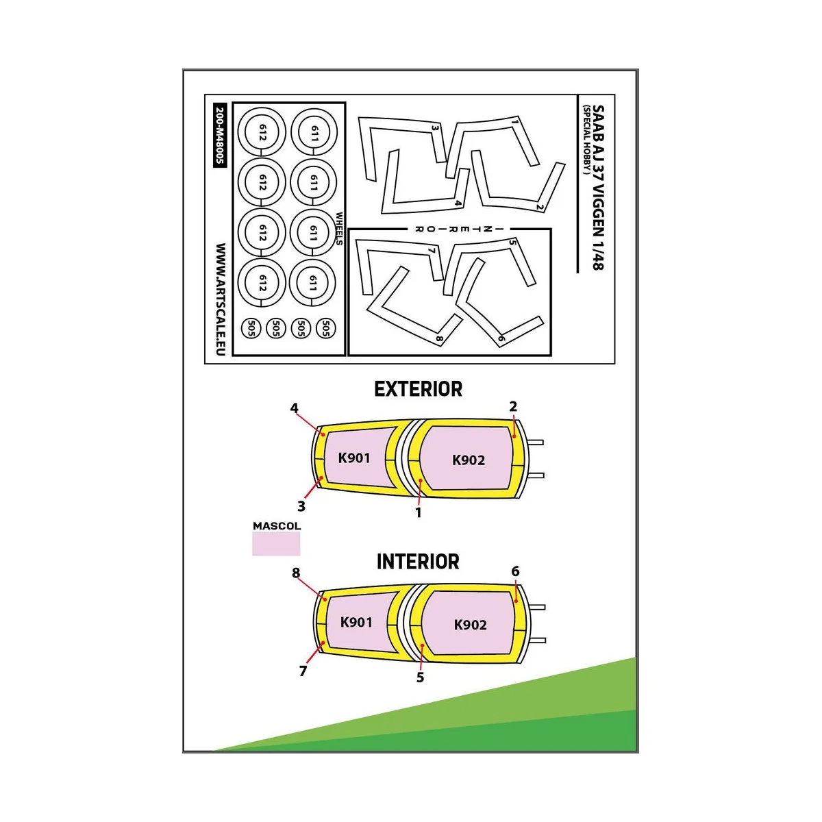 SAAB AJ 37 Viggen double-sided painting mask for Special Hobby - Ar...