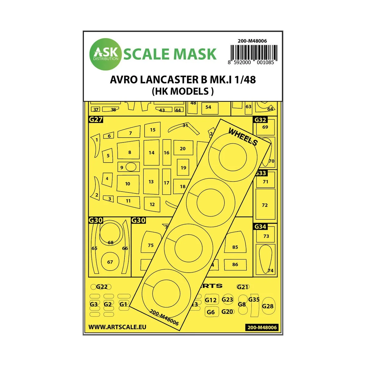Avro Lancaster Mk.I B outside painting mask for HK Models, 1/48 - A...