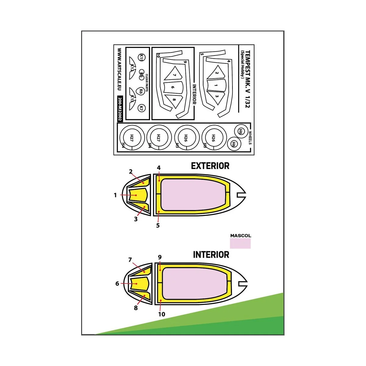 Hawker Tempest Mk.V double-sided painting mask for Revell / Special...