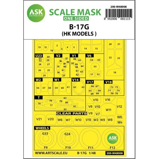 B-17G Flying Fortress outside painting mask for HK Models, 1/48 - A...
