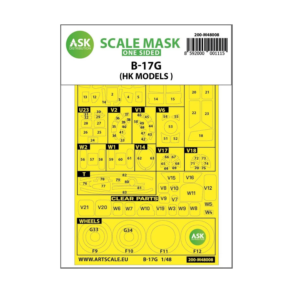 B-17G Flying Fortress outside painting mask for HK Models - Art Sca...