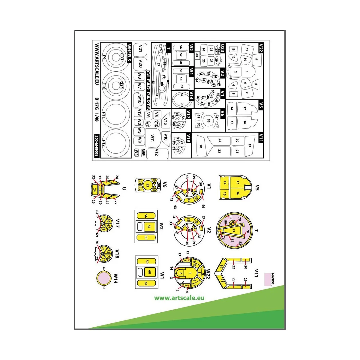B-17G Flying Fortress outside painting mask for HK Models - Art Sca...
