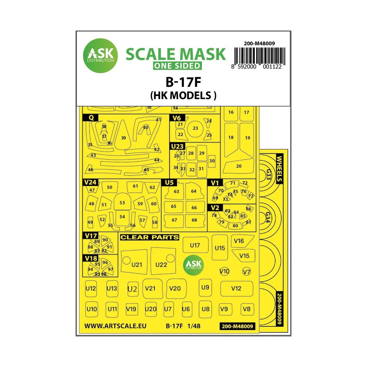 B-17F Flying Fortress outside painting mask for HK Models - Art Sca...