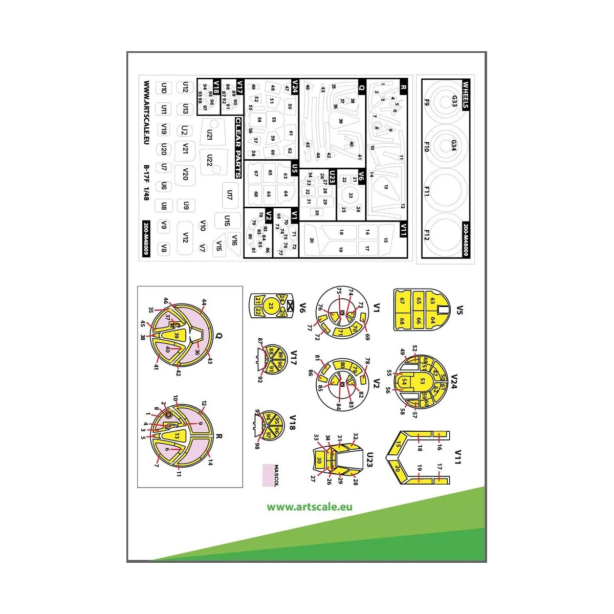 B-17F Flying Fortress outside painting mask for HK Models, 1/48 - A...