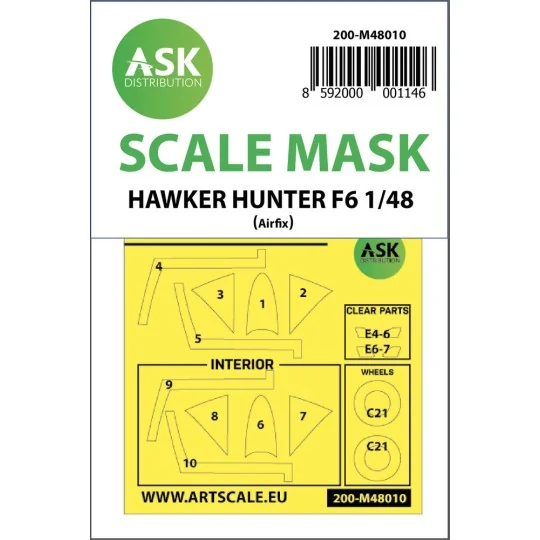 Hawker Hunter F.6 double-sided painting mask for Airfix, 1/48 - Art...