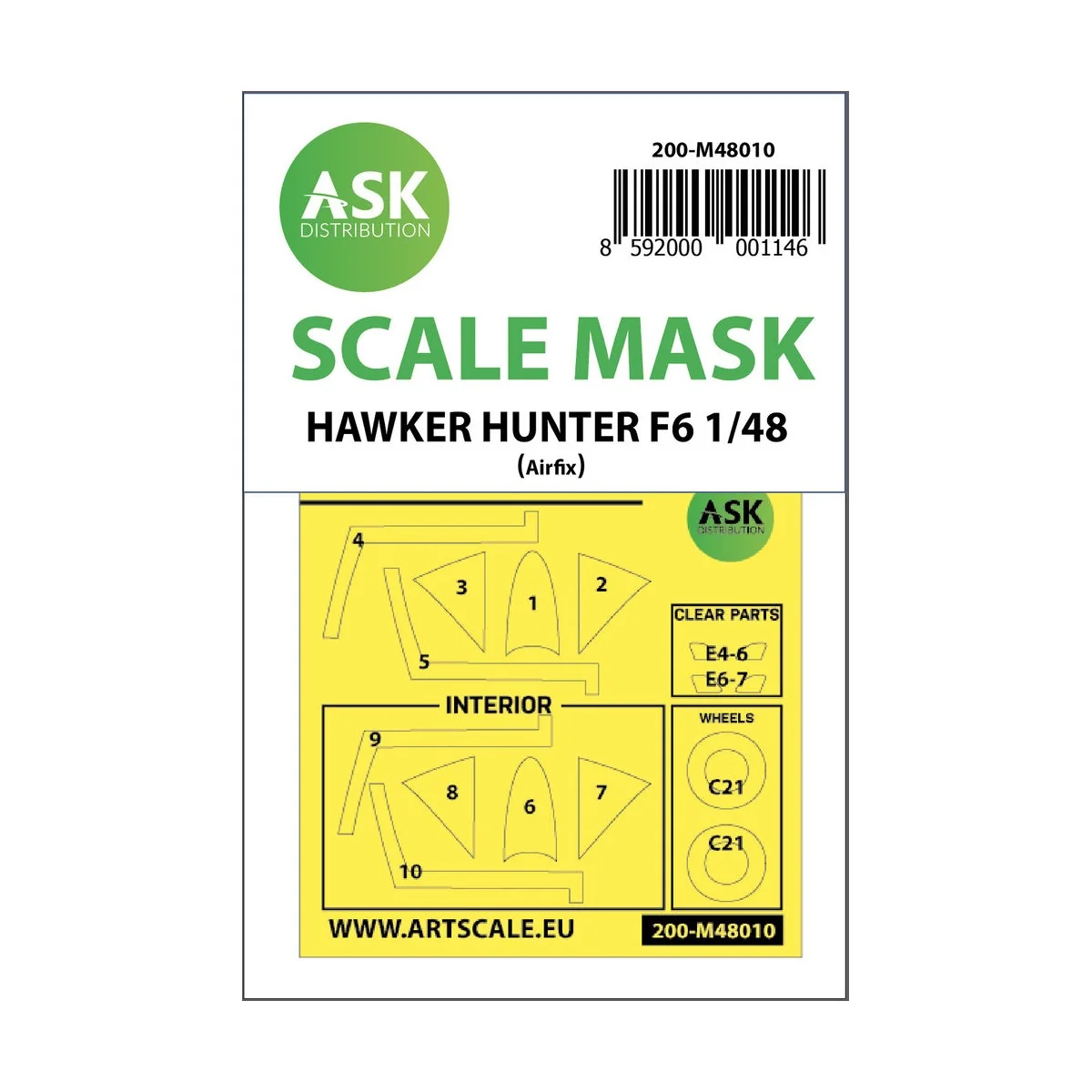 Hawker Hunter F.6 double-sided painting mask for Airfix, 1/48 - Art...