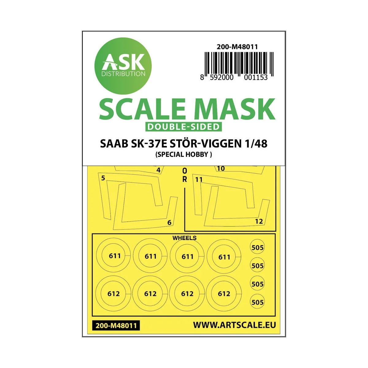 SAAB SK-37E Stör-Viggen double-sided painting mask for Special Hobb...