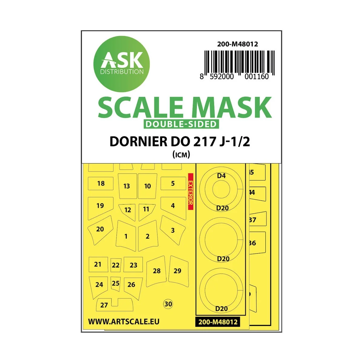 Dornier Do 217J-1/2 double-sided painting mask for ICM - Art Scale ...