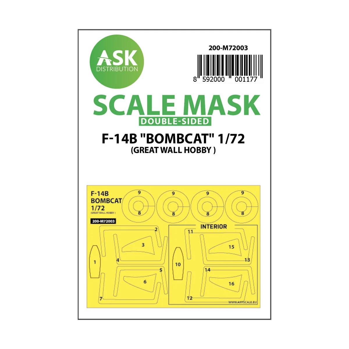 F-14B Bombcat double-sided painting mask for Great Wall Hobby, 1/72...