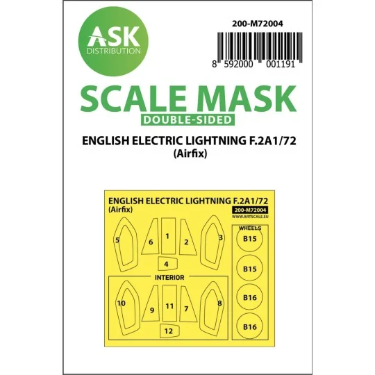 EE Lightning F.2A double-sided painting mask for Airfix - Art Scale...