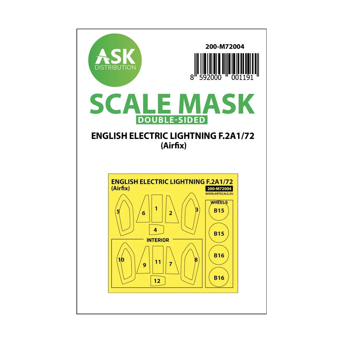 EE Lightning F.2A double-sided painting mask for Airfix, 1/72 - Art...