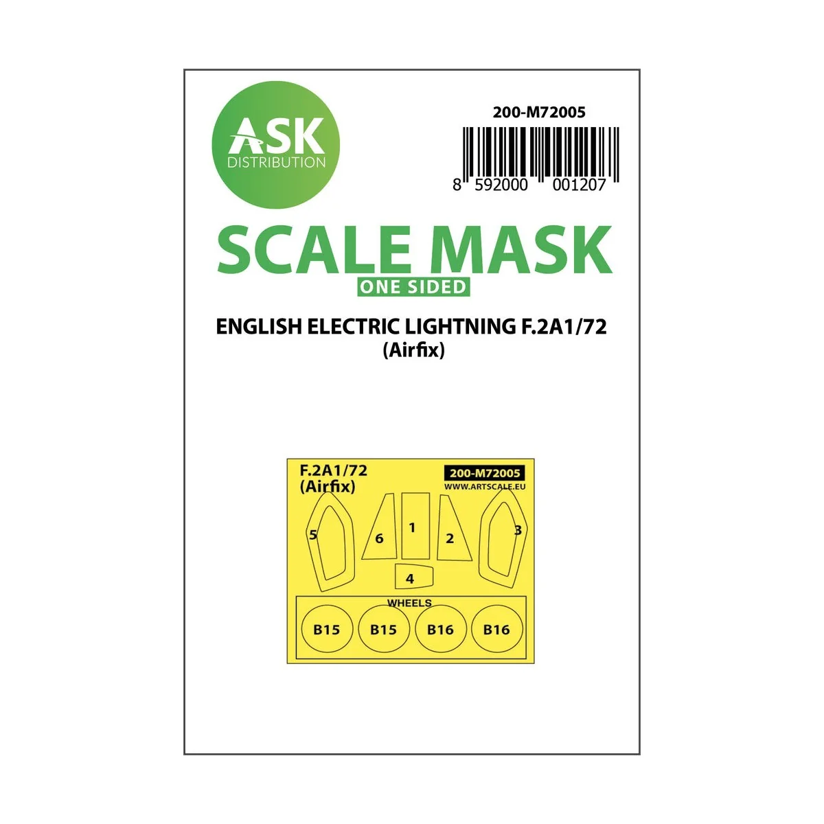 EE Lightning F.2A one-sided painting mask for Airfix, 1/72 - Art Sc...