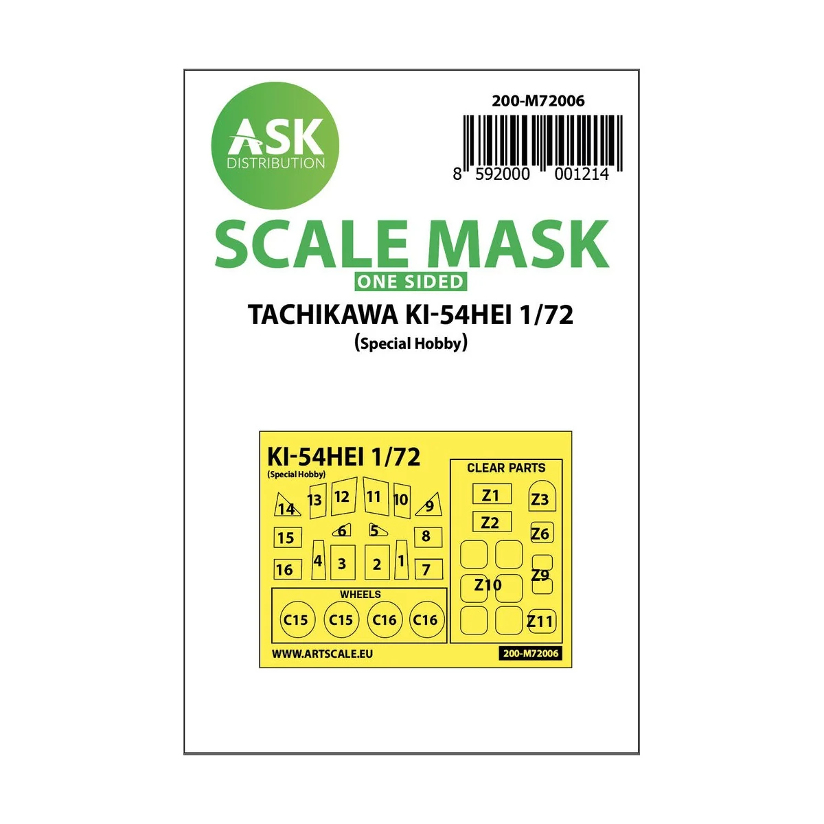 Tachikawa Ki-54HEI one-sided painting mask for Special Hobby, 1/72 ...