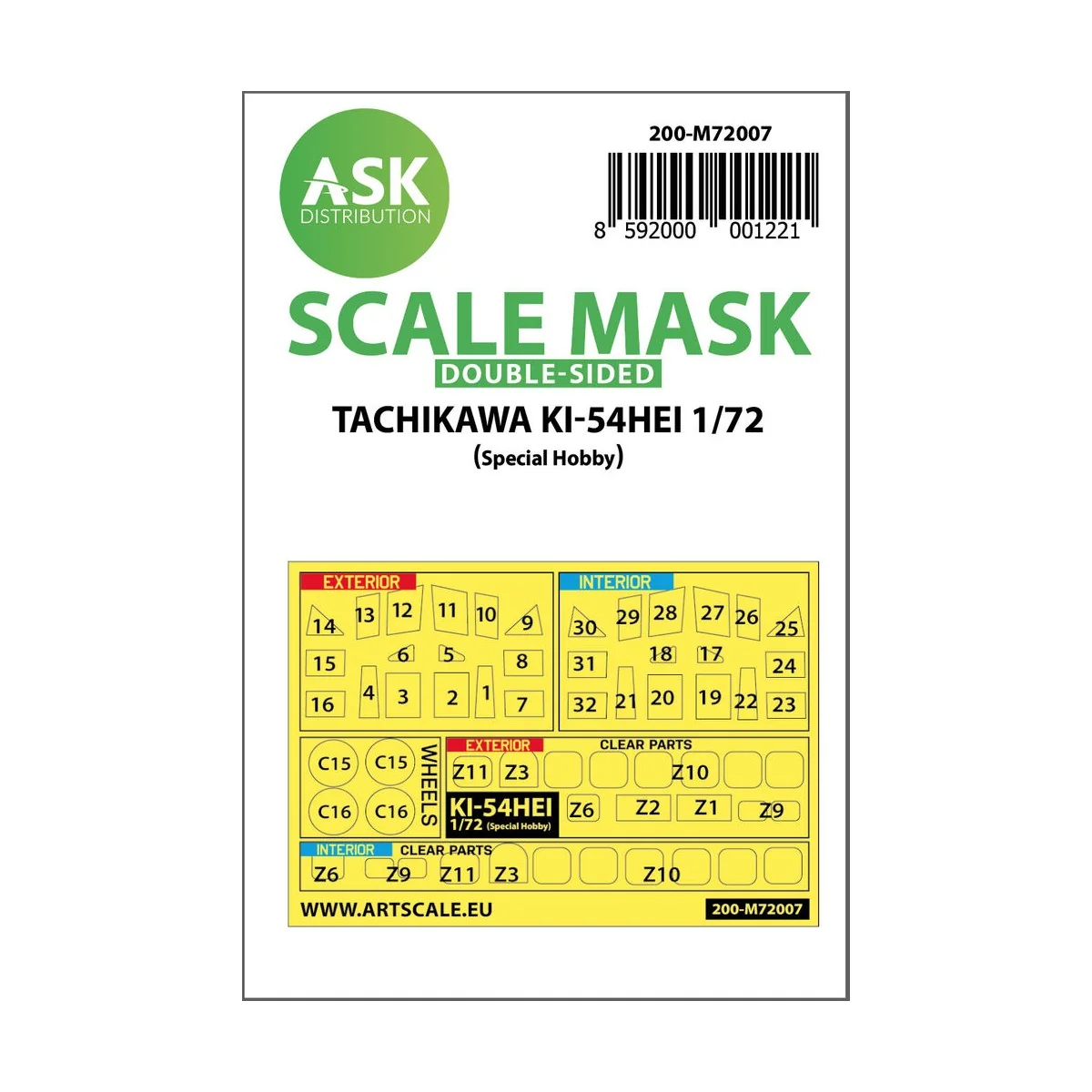 Tachikawa Ki-54HEI double-sided painting mask for Special Hobby, 1/... Tachikawa Ki-54HEI double-sided painting mask for Special Hobby, 1/...