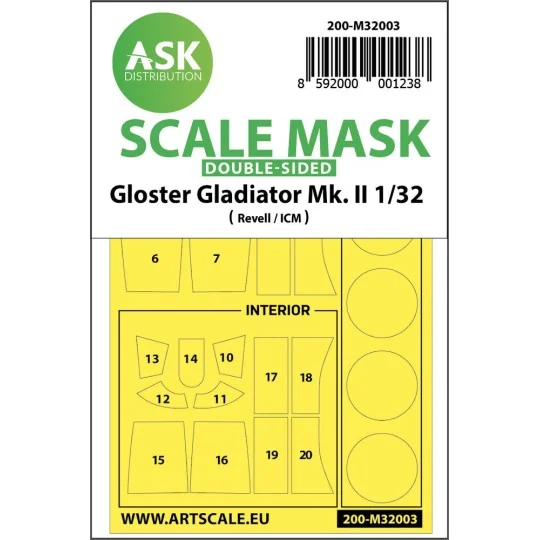 Gloster Gladiator Mk.II double-sided painting mask for Revell / ICM...