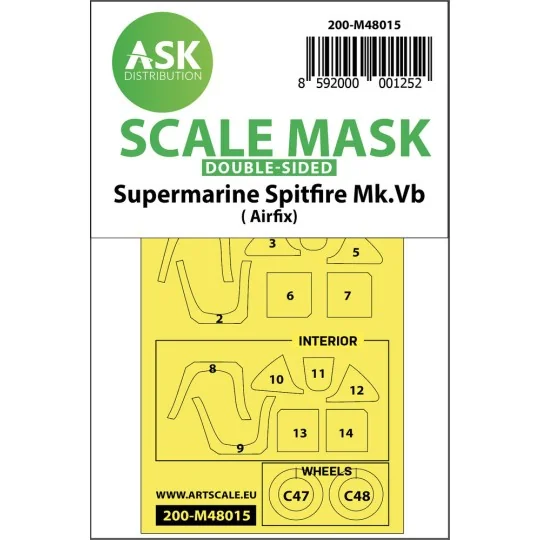 Spitfire Mk.Vb double-sided painting mask for Airfix - Art Scale Ki...