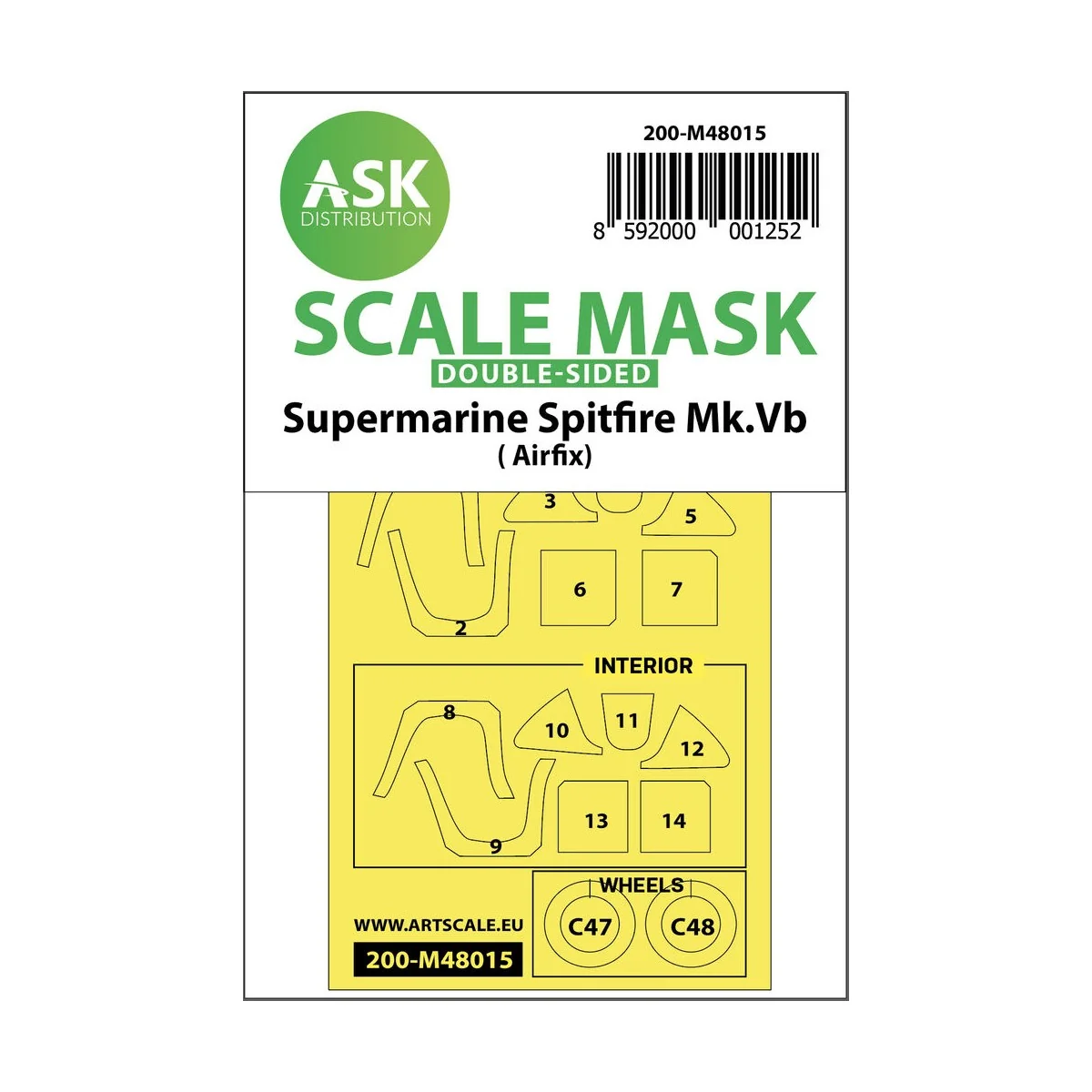 Spitfire Mk.Vb double-sided painting mask for Airfix, 1/48 - Art Sc...