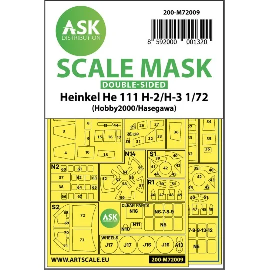 Heinkel He 111H-2/H-3 double-sided painting mask for Hasegawa / Hob...