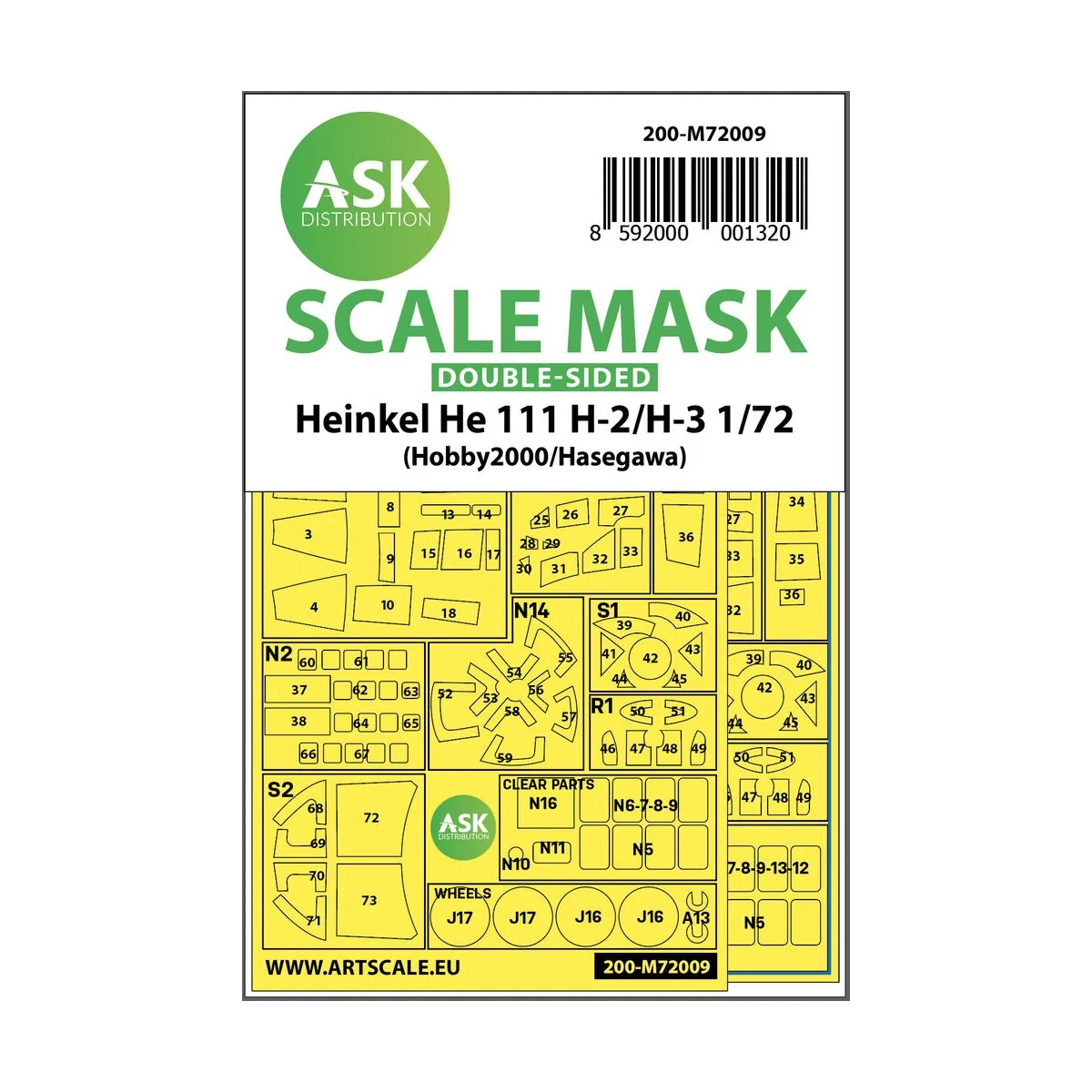 Heinkel He 111H-2/H-3 double-sided painting mask for Hasegawa / Hob...