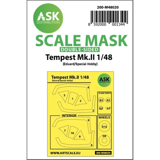 Hawker Tempest Mk.II double-sided painting mask for Eduard / Specia...