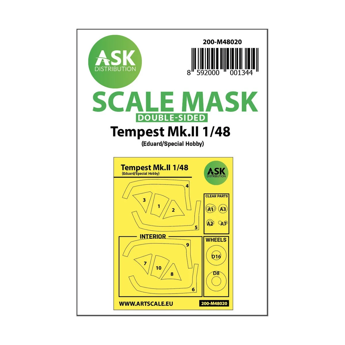 Hawker Tempest Mk.II double-sided painting mask for Eduard / Specia...