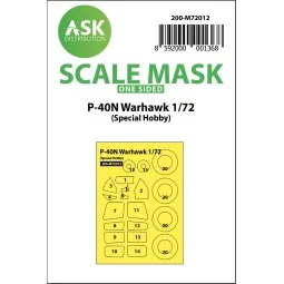 P-40 N Warhawk one-sided painting mask for Special Hobby, 1/72 - Ar...
