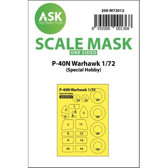 P-40 N Warhawk one-sided painting mask for Special Hobby - Art Scal...