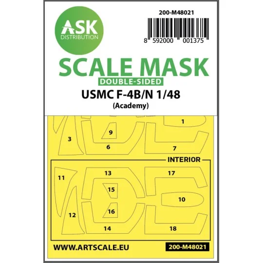 USMC F-4B/N double-sided painting mask for Academy, 1/48 - Art Scal...