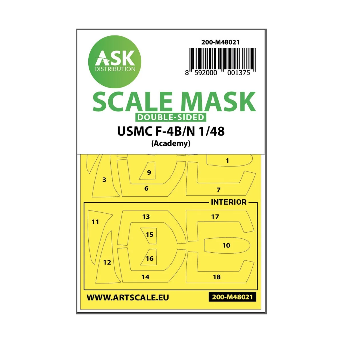 USMC F-4B/N double-sided painting mask for Academy, 1/48 - Art Scal...