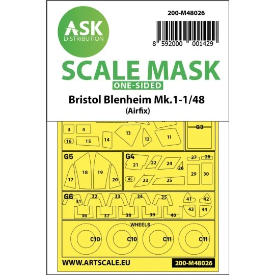 Bristol Blenheim Mk.I one-sided painting mask for Airfix - Art Scal...