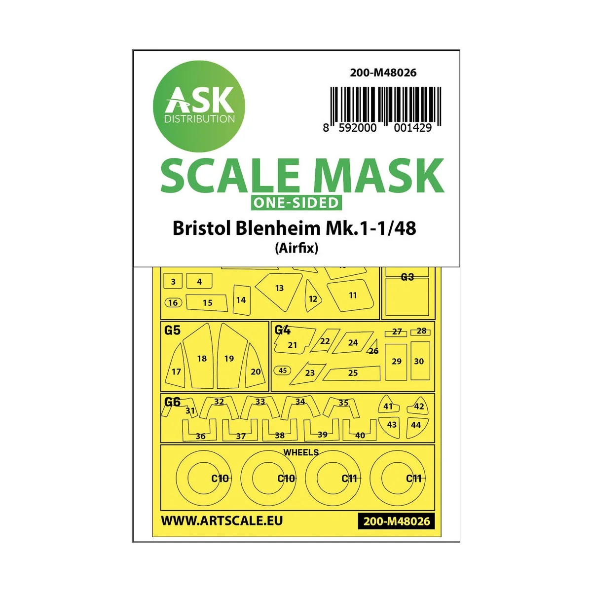 Bristol Blenheim Mk.I one-sided painting mask for Airfix, 1/48 - Ar...
