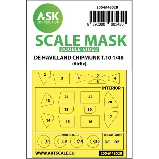 De Havilland Chipmunk T.10 double-sided painting mask for Airfix - ...