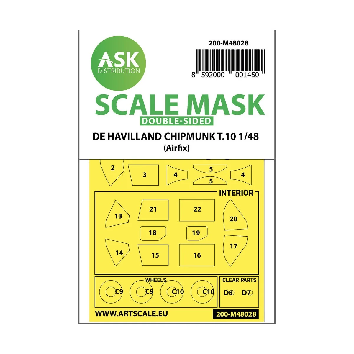 De Havilland Chipmunk T.10 double-sided painting mask for Airfix, 1...