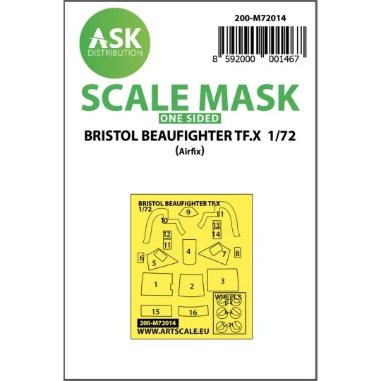 Bristol Beaufighter TF.X one-sided painting mask for Airfix, 1/72 -...