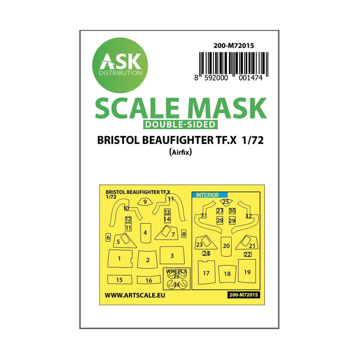 Bristol Beaufighter TF.X double-sided painting mask for Airfix, 1/7...