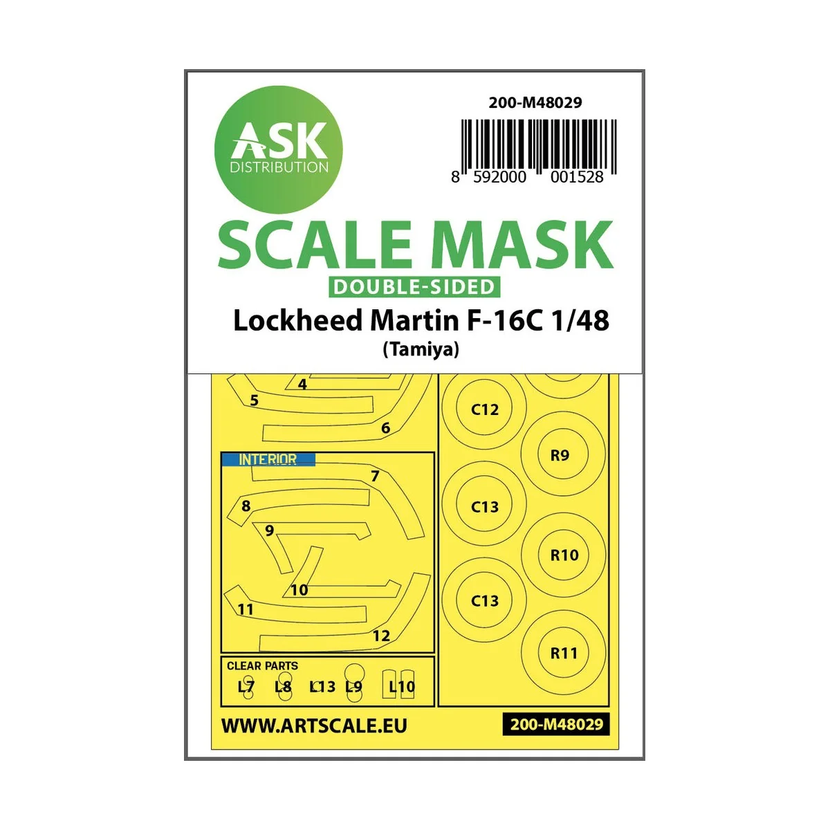 F-16C double-sided painting mask for Tamiya - Art Scale Kit 200-M48029