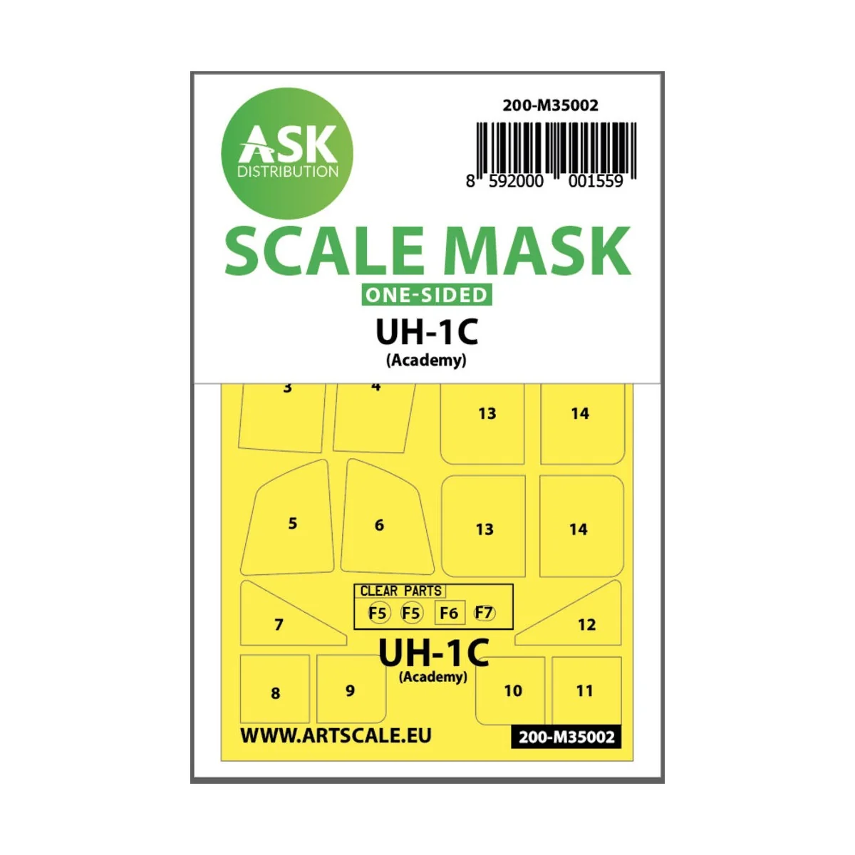 UH-1C one-sided painting mask for Academy - Art Scale Kit 200-M35002