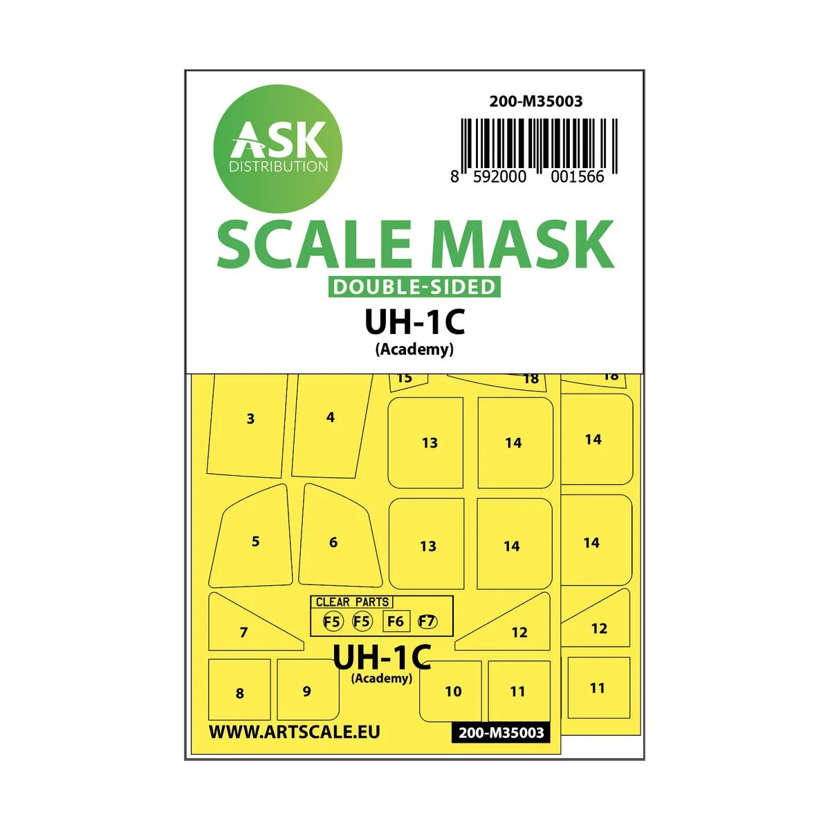 UH-1C double-sided painting mask for Academy - Art Scale Kit 200-M3...