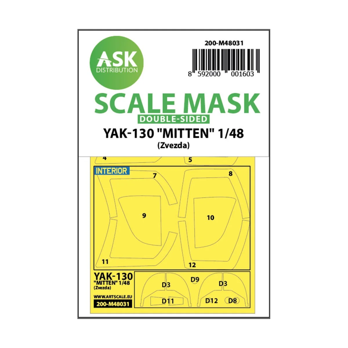 Yak-130 Mitten double-sided painting mask for Zvezda - Art Scale Ki...