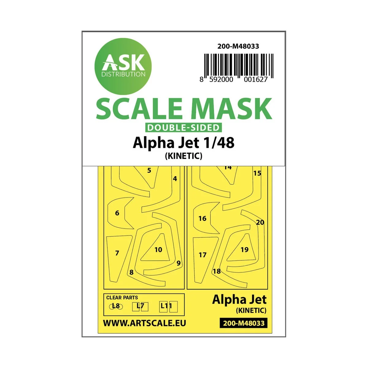Alpha Jet double-sided painting mask for Kinetic, 1/48 - Art Scale ...