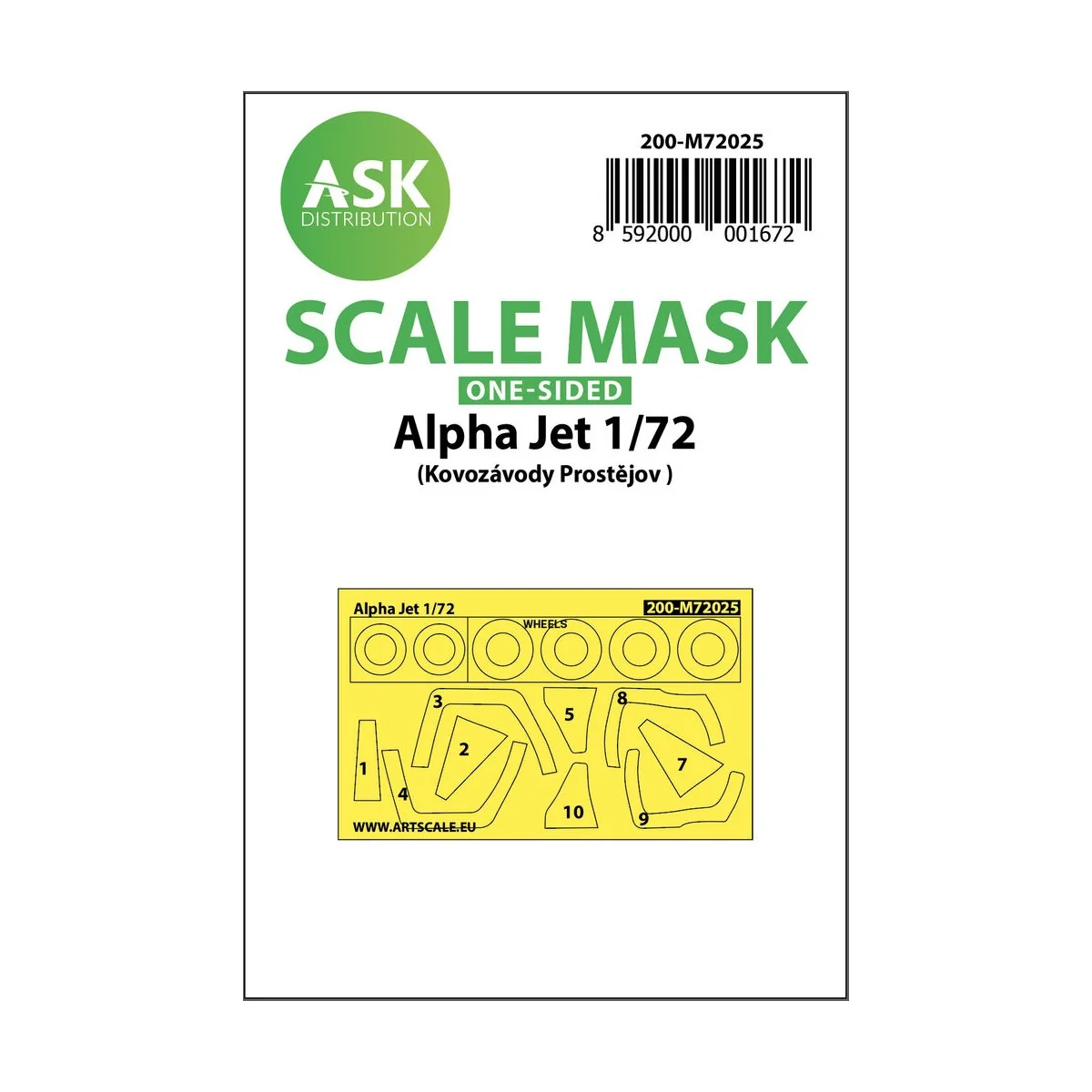 Alpha Jet one-sided painting mask, 1/72 - Art Scale Kit 200-M72025